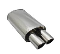 Tail Pipe Car Exhaust Systems Muffler Pipe M Drum Universal Stainless Burned Blue Silver Silencer Double Export 63MM 76MM(Straight Silver 63mm)