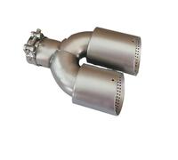 Tail Pipe Car Muffler Tip 1 Pcs Double Matte Stainless Steel Car Muffler Tip Exhaust Tip System Pipe Universal Exhaust Tip U Type Nozzle(Equal in51-out89mm)