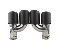 Tail Pipe Car Muffler Tip Universal Car Styling Stainless Steel Exhaust Muffler Tip Carbonfiber Tail Pipe Dual Outlet Round Rear Chrome Tailpipe(1L1R matte 2pc)