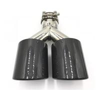 Tail Pipe Exhaust Pipe Cap 1PCS DUAL Exhaust Tip Glossy Carbon Fiber Tail Tip Exhaust Pipe Tail Quad Exhaust Muffler Tip Tail Throat Pipe(51MM IN-76MM OUT)