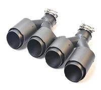 Tail Pipe Exhaust Pipe Cap 2PCS Dual Matt Black Carbon Fiber Stainless Steel Black Exhaust Pipe Universal Double Muffler Tip Tail Throat Pipe(63-89MM)