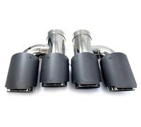 Tail Pipe Exhaust Pipe Cap 2PCS H Style Universal Dual Matt Carbon Fiber Exhaust Tip 304 Stainless Steel Modified Exhaust Tip Tail Throat Pipe(IN 57MM-OUT 101MM)