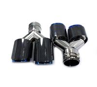Tail Pipe Exhaust Pipe Cap 2Pcs Left And Right Car Modification Universal Dual Blue Automobile Exhaust Pipe Muffler Tip For 3 Series For W222 E70 Tail Throat Pipe(67MM IN-101MM OUT)