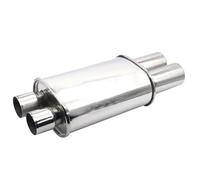 Tail Pipe Exhaust Pipe Cap 63mm Double Inlet Outlet Car Exhaust Muffler Pipes Tailpipe Racing Sport Mufflers Turbo Sound Boost Tail Throat Pipe(XH-EP050-SL)