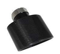 Tail Pipe Exhaust Pipe Cap Glossy Carbon Fiber Car Mufflers Tip Exhaust Pipe Nozzle Decoration Universal Stainless Black Oval Width 150mm Tail Throat Pipe(77MM)