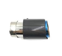 Tail Pipe Exhaust Pipe Cap Stainless Steel Universal Exhaust Tip Tailtip Car Styling 1Pcs 63mm 101mm Glossy Carbon Fiber Blue Tail Throat Pipe(IN 51MM-OUT 101MM)