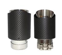 Tail Pipe Muffler Car Matte Carbon Fiber Muffler Tip Exhaust System Pipe Mufflers Nozzle Universal Straight Stainless Silve(60mm-89mm)
