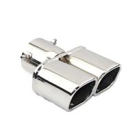 Tail Pipe Muffler Universal Stainless Steel Car Exhaust Pipe Muffler Tail Outlet Nozzle End Plain One Change Two Double Out ID 60MM 75MM(C straight silver 60MM)