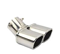 Tail Pipe Muffler Universal Stainless Steel Car Exhaust Pipe Muffler Tail Outlet Nozzle End Plain One Change Two Double Out ID 60MM 75MM(A bending silver 75MM)