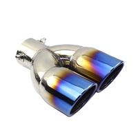 Tail Pipe Muffler Universal Stainless Steel Car Exhaust Pipe Muffler Tail Outlet Nozzle End Plain One Change Two Double Out ID 60MM 75MM(A straight blue 60MM)
