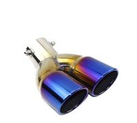 Tail Pipe Muffler Universal Stainless Steel Car Exhaust Pipe Muffler Tail Outlet Nozzle End Plain One Change Two Double Out ID 60MM 75MM(A bending blue 60MM)