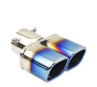 Tail Pipe Muffler Universal Stainless Steel Car Exhaust Pipe Muffler Tail Outlet Nozzle End Plain One Change Two Double Out ID 60MM 75MM(C straight blue 60MM)