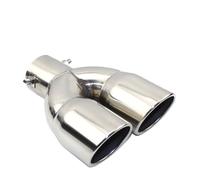 Tail Pipe Muffler Universal Stainless Steel Car Exhaust Pipe Muffler Tail Outlet Nozzle End Plain One Change Two Double Out ID 60MM 75MM(A straight silver 60MM)