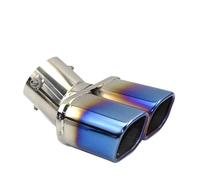 Tail Pipe Muffler Universal Stainless Steel Car Exhaust Pipe Muffler Tail Outlet Nozzle End Plain One Change Two Double Out ID 60MM 75MM(D bending blue 75MM)
