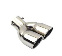 Tail Pipe Muffler Universal Stainless Steel Car Exhaust Pipe Muffler Tail Outlet Nozzle End Plain One Change Two Double Out ID 60MM 75MM(A bending silver 60MM)