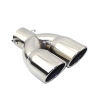 Tail Pipe Muffler Universal Stainless Steel Car Exhaust Pipe Muffler Tail Outlet Nozzle End Plain One Change Two Double Out ID 60MM 75MM(B straight silver 75MM)