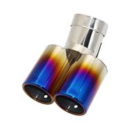 Tail Pipe Styling Mufflers Exhaust Tail Throat Pipe Tip Flat Universal Bend Stainless Steel Multi Size Dual Outlet Muffler 63MM Silencer(Blue 63MM)