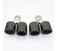 Tail Pipe Y-type Rolled Edge Carbon Fiber Exhaust Pipe Muffler Tail Throat Modification 63-76mm Double Out For BMW F10 E90 Exhaust Tail Piece Tip(66mm out 76mm)