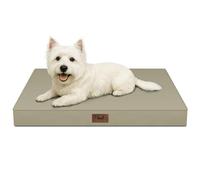 Tail Stories Dog Bed for Small Dogs and Cats Outdoor Waterproof Orthopedic Foam Egg Cup with Washable and Removable Oxford Cover, Khaki