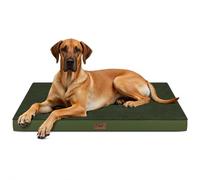 Tail Stories Flat Extra Large Dog Bed, Jumbo Dog Bed for Large Dogs, Orthopedic Egg Crate Foam Pet Mat with Removable Washable Cover, Olive Green