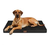 Tail Stories Flat Extra Large Dog Bed Jumbo Dog Bed Waterproof Large Dog Orthopedic Egg Crate Foam Pet Mat with Removable Washable Cover Black