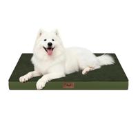 Tail Stories Large Comfortable Washable Dog Bed Orthopedic Egg Crate Foam Mat for Large Dogs with Removable Cover 104 x 68 cm, Olive Green