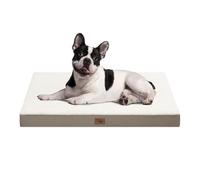 Tail Stories Medium Dog Bed for Medium Small Dogs, Orthopedic Dog Beds with Removable Washable Waterproof Cover, Egg Crate Foam Pet Bed Mat, Khaki White