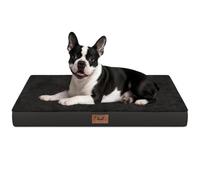 Tail Stories Orthopedic Plush Dog Bed for Medium Dogs Puppies Waterproof 29" x 18" with Removable Washable Cover Egg Crate Foam Flat Pet Mat Black