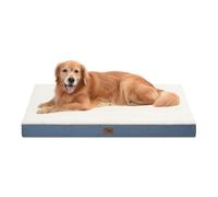 Tail Stories Outdoor Dog Bed for Extra Large Dogs, XL Dog Bed for Large Dogs, Egg Crate Foam Dog Bed with Removable, Washable Oxford Cooling Cover, Blue/White