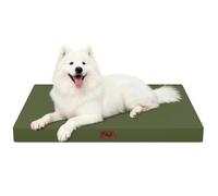 Tail Stories Outdoor Large Washable Dog Bed, Orthopedic Egg Crate Foam Dog Crate Mat for Large Dogs with Removable Oxford Cooling Cover, Amy Green