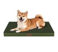 Tail Stories Plush Dog Bed for Medium Dogs, Waterproof Dog Crate Mat, Orthopedic Egg Crate, Foam Pet Bed with Washable Removable Oxford Cover, Olive Green
