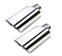 Tail Throat 1/2Pcs Square Exhaust Tip 2.36" Inlet 2.36" X 5.5" Outlet 9" Long Chrome-Plated Stainless Steel Rectangle Exhaust Pipe Tip Car Exhaust Tip(Silver-2Pcs)