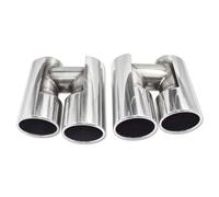 Tail Throat 1 Pair Exhaust Tailpipe Tip For BMW For 535i 535d F10 F11 Upgrade For M5 Look Quad Tailpipe Stainless Steel Muffler Exhaust System Car End Pipe(Silver B)