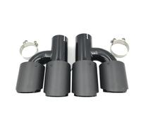Tail Throat 1 Pair H Style Matt Carbon Model Dual Carbon Look+Black Stainless Steel Universal Exhaust Tip Double End Pipe Car End Pipe(ID 80mm-OD 89mm)