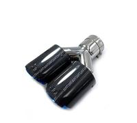 Tail Throat 1 PC For BMW For E90 Dual Twill Glossy Carbon Fiber Muffler Tip Blue Stainless Steel Exhaust Tip Flange Straight Car End Pipe(ID 67mm-OD 101mm)