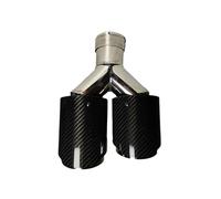 Tail Throat 1 Pcs Universal Car Carbon Fibre Tail Throat Silencer Length Burnishing Y-Shaped Double Out Twill Glossy Exhaust Muffler Tip Car End Pipe(63.5mm-76mm-Right)