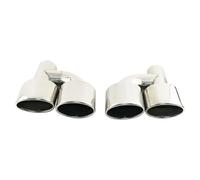 Tail Throat 1pair Car Oval Exhaust Tip 63mm Inlet Chrome Silver Stainless Steel 165 * 85mm Outlet Dual Exhaust Pipe End Tips For W204 Car End Pipe(Silver)