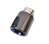 Tail Throat 1Pc Car Exhaust Straight Flange Glossy Carbon Tail End Tip Blue Stainless Steel Bevel Muffler Pipe Car End Pipe(57-101mm)
