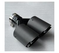 Tail Throat 1Pc Dual Black Exhaust Tip Matte Carbon Fiber Double Tailpipe Exhaust Pipe Tail Throat Muffler Universal Car End Pipe(ID 63MM-OD 76MM)