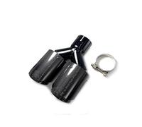 Tail Throat 1Piece For Universal Dual Exhaust Tip Glossy Carbon Fiber Black Pipe Double Tail End Muffler(ID 86MM-OD 89MM)