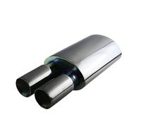 Tail Throat 2.5'' Inlet Universal Stainless Steel 201 Black Car Exhaust Muffler 3'' Dual Out Turbo Nozzles Car Accessories