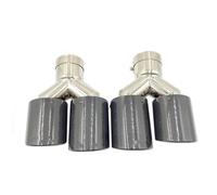 Tail Throat 2 Piece Left+Right Y Model Glossy Carbon Exhausts Dual End Tips For BMW Exhaust Dual Muffler Pipes Tail Tips Car End Pipe(ID 54mm-OD 76mm)