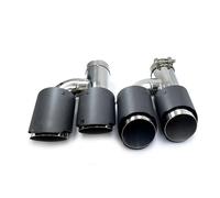 Tail Throat 2PCS 304 Stainless Steel Modified Exhaust Tip H Style Universal Dual Matt Carbon Fiber Exhaust Tip Car End Pipe(IN 63MM-OUT 101MM)