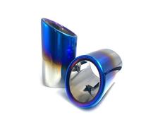 Tail Throat 2pcs Car Exhaust Tip Muffler Pipe Cover For VW For Tiguan For Passat B7 For CC Auto Accessories Car End Pipe(Blue)