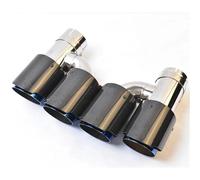 Tail Throat 2PCS H Style Dual Glossy Carbon Fiber Stainless Steel Burnt Blue Exhaust Pipe Universal Auto Tip Double Muffler Tip Car End Pipe(57-101MM)