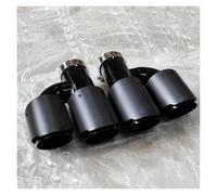 Tail Throat 2Pcs H Type Dual Car Universal Exhaust Tips Matt Carbon Fiber Black Stainless Double Exit Exhaust Pipes Muffler Tailpipe Car End Pipe(ID 57MM-OD 89MM)