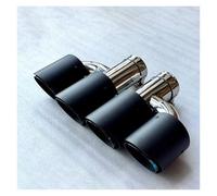 Tail Throat 2Pcs H Type Dual Car Universal Exhaust Tips Nozzles Matt Carbon Fiber Blue Stainless Double Exit Muffler Tail End Pipe Tailpipe(ID 80MM-OD 101MM)