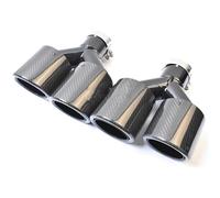 Tail Throat 2PCS Universal Dual Glossy Curly Carbon Fiber Black Exhaust Tip Stainless Steel Exhaust Muffler Pipe For E90 Car End Pipe(IN 51MM OUT 101MM)