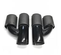 Tail Throat 2PCS Universal H Style Dual Matt Carbon Look Exhaust Tip Rear Muffler Exhaust Pipe Exhaust Tip For Benz Car End Pipe(IN 57MM-OUT 101MM)