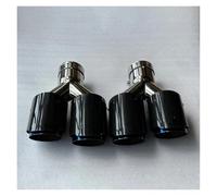 Tail Throat 2Pcs Y Pipe Dual Exhaust Tips Car Universal Glossy Carbon Fiber Blue Stainless Double Exit Exhaust Pipes Muffler Tailpipe Car End Pipe(ID 54MM-OD 89MM)